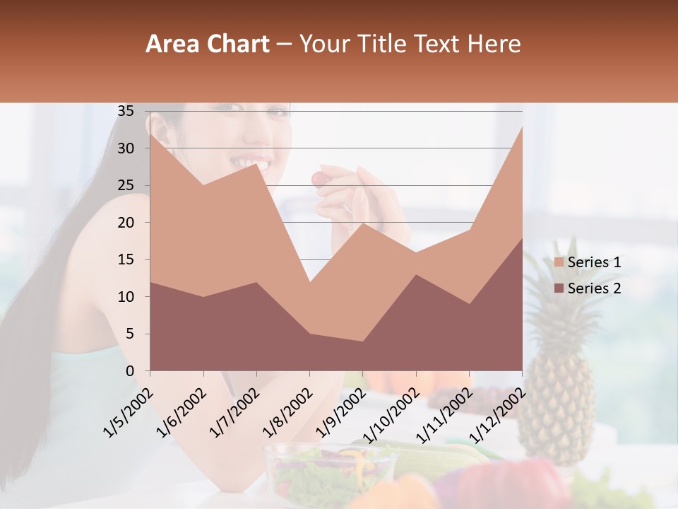 A Woman Sitting At A Table With A Bowl Of Fruit PowerPoint Template