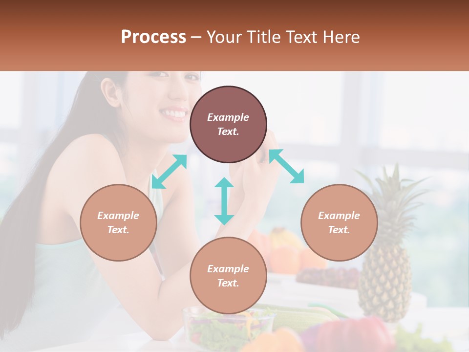 A Woman Sitting At A Table With A Bowl Of Fruit PowerPoint Template