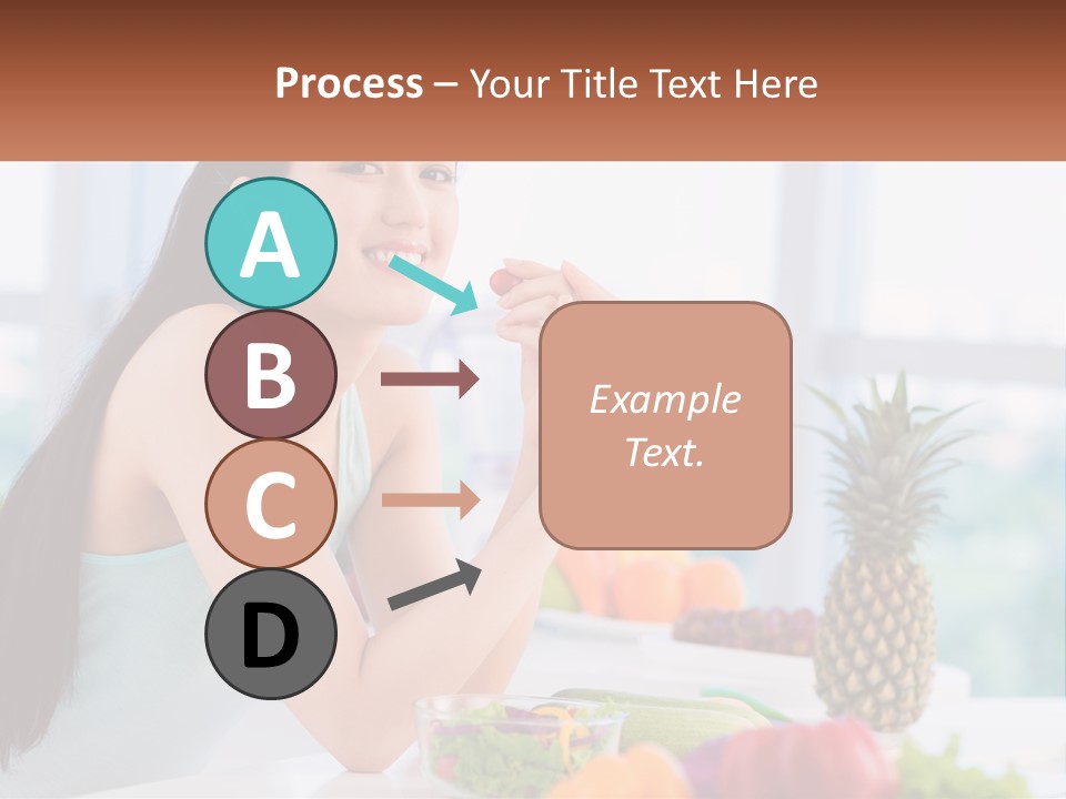 A Woman Sitting At A Table With A Bowl Of Fruit PowerPoint Template