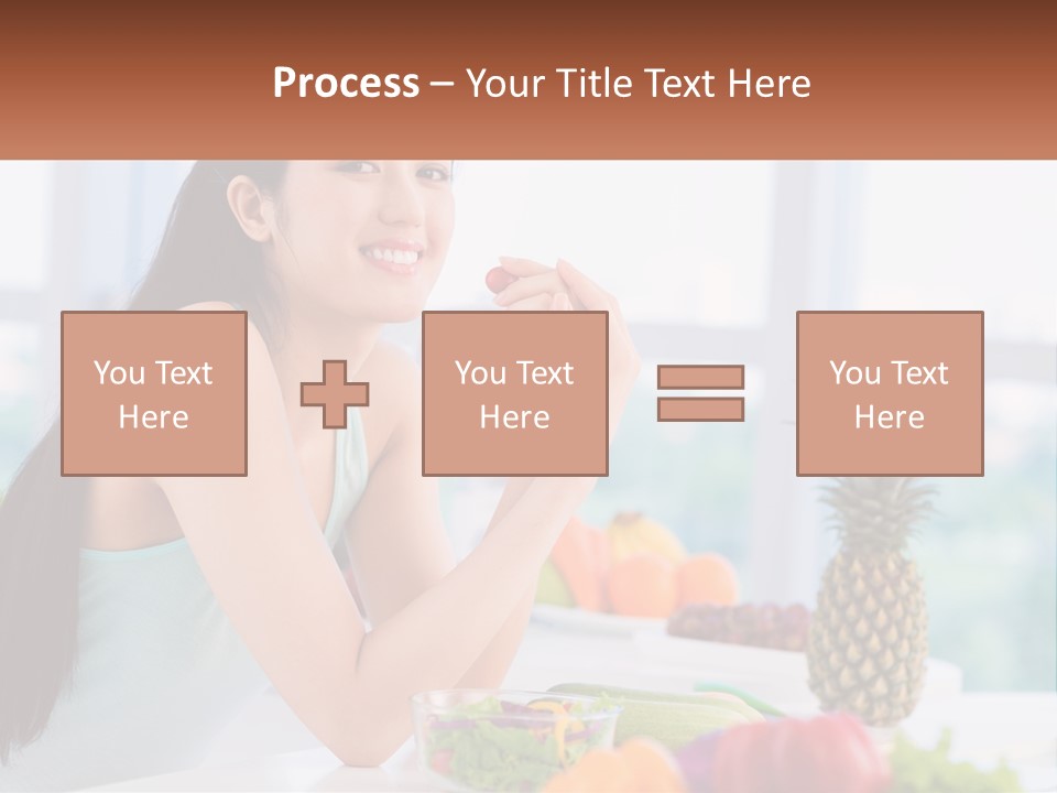 A Woman Sitting At A Table With A Bowl Of Fruit PowerPoint Template