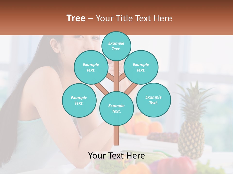 A Woman Sitting At A Table With A Bowl Of Fruit PowerPoint Template
