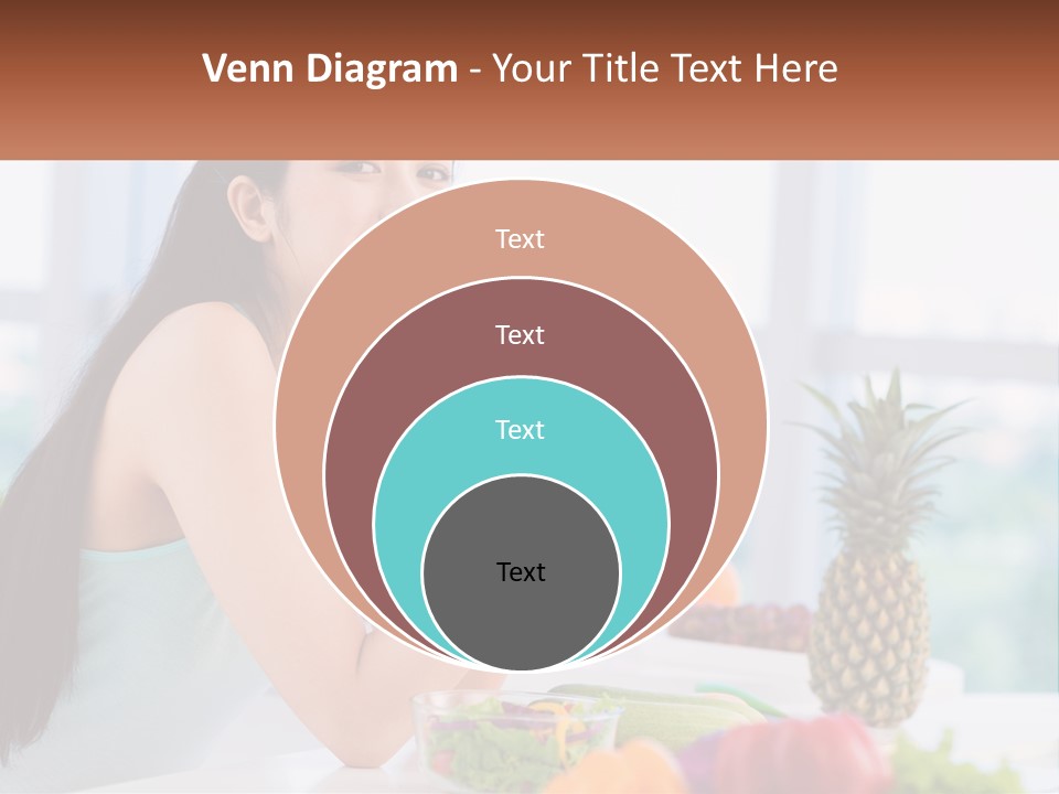 A Woman Sitting At A Table With A Bowl Of Fruit PowerPoint Template