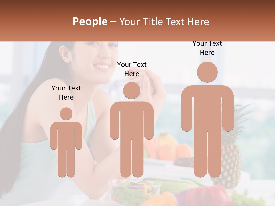 A Woman Sitting At A Table With A Bowl Of Fruit PowerPoint Template