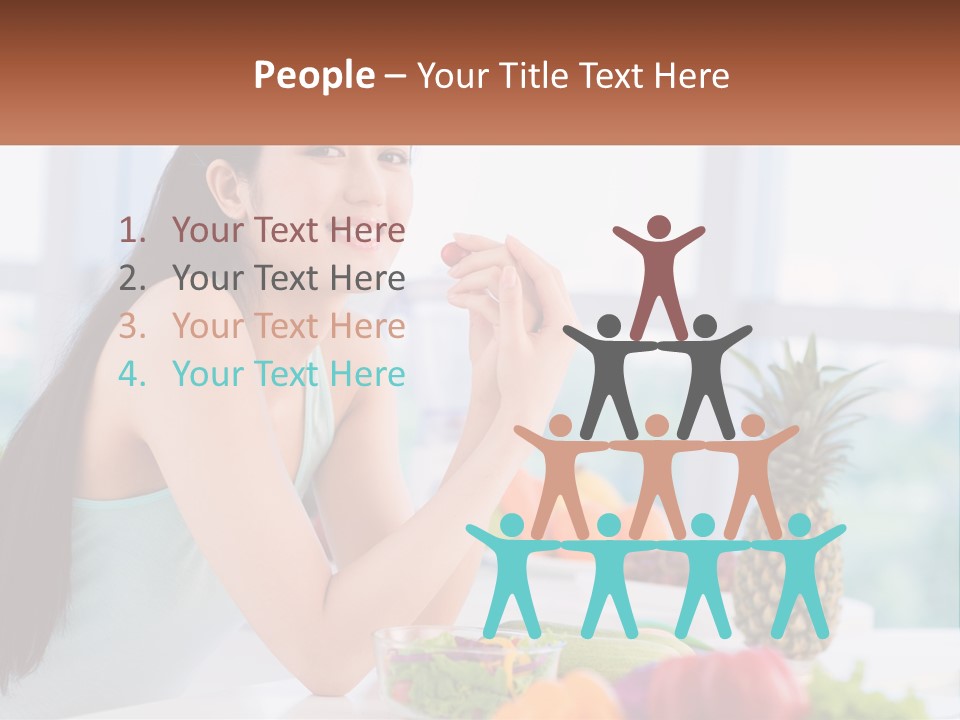 A Woman Sitting At A Table With A Bowl Of Fruit PowerPoint Template