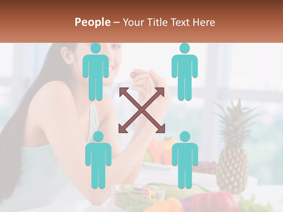 A Woman Sitting At A Table With A Bowl Of Fruit PowerPoint Template
