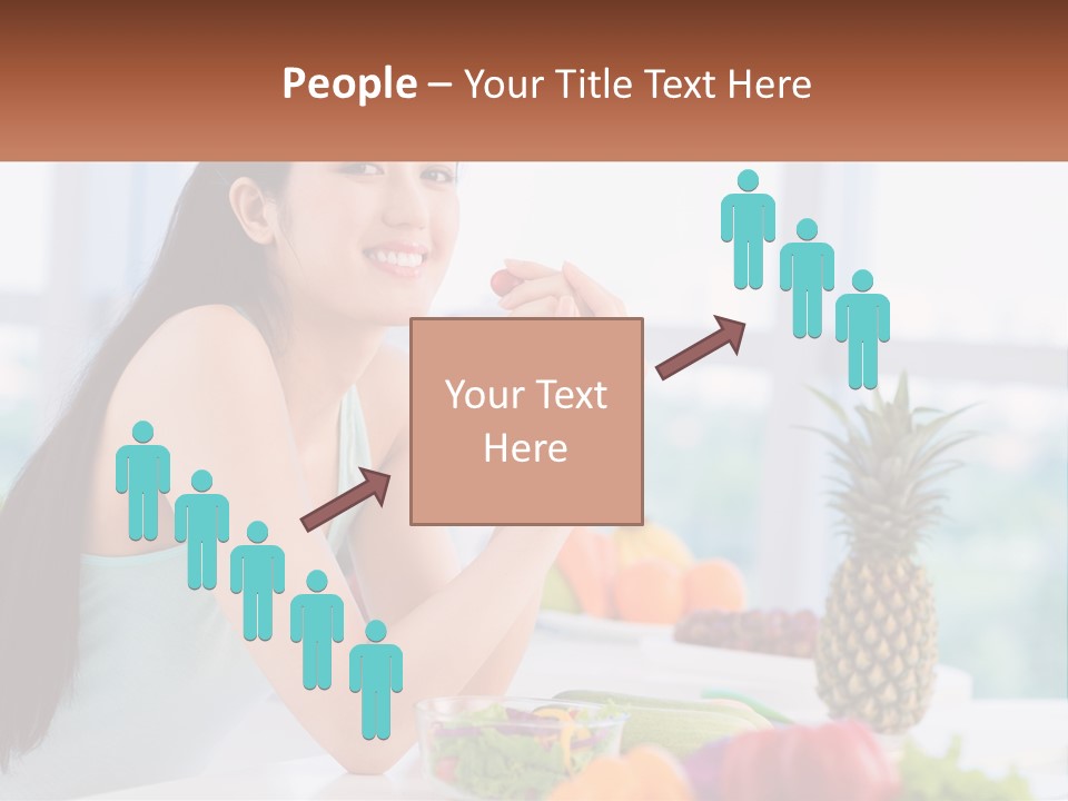 A Woman Sitting At A Table With A Bowl Of Fruit PowerPoint Template