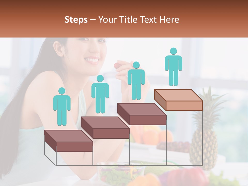 A Woman Sitting At A Table With A Bowl Of Fruit PowerPoint Template