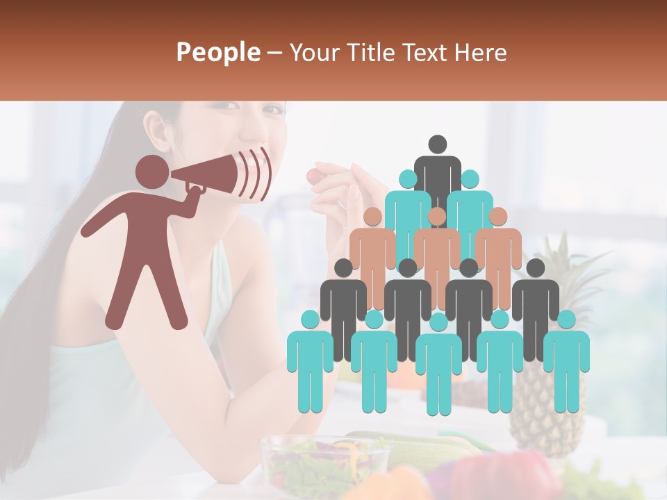 A Woman Sitting At A Table With A Bowl Of Fruit PowerPoint Template