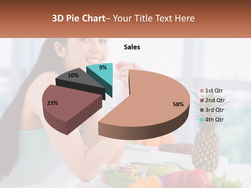 A Woman Sitting At A Table With A Bowl Of Fruit PowerPoint Template