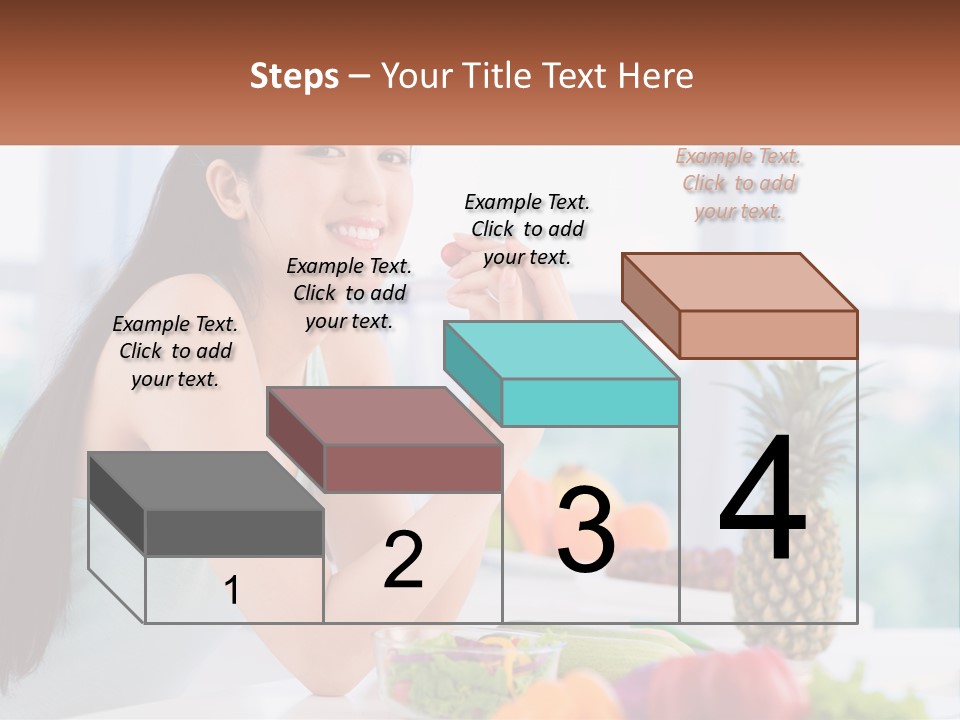 A Woman Sitting At A Table With A Bowl Of Fruit PowerPoint Template
