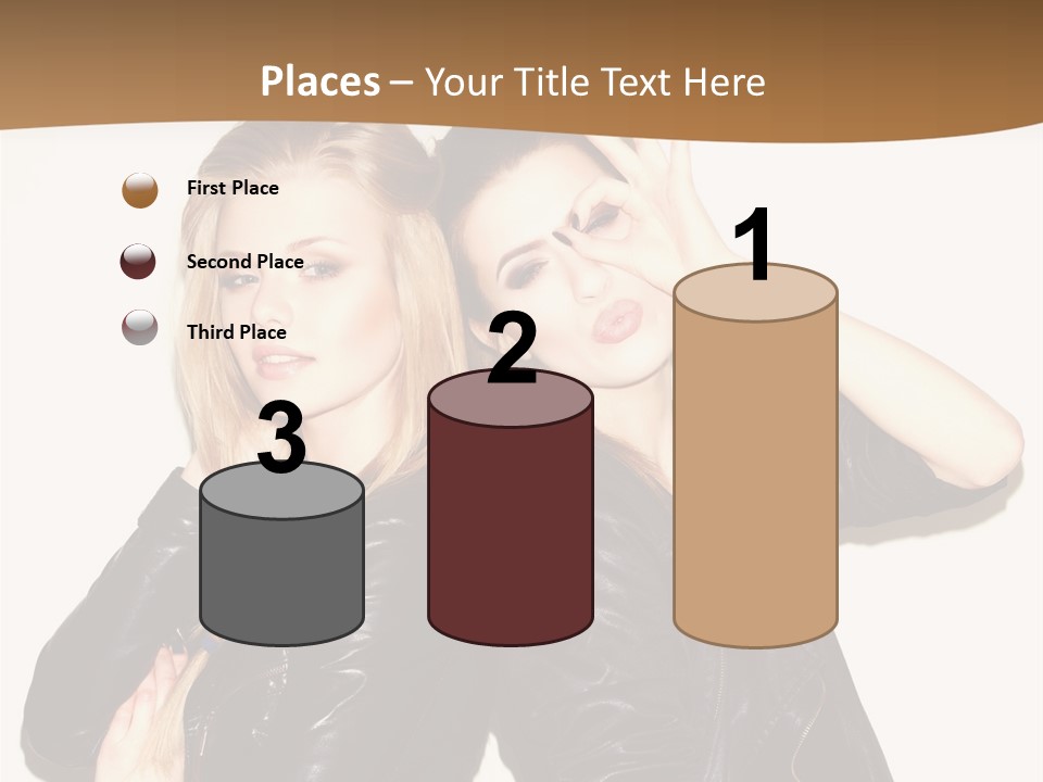 Two Beautiful Young Women Posing For A Picture PowerPoint Template