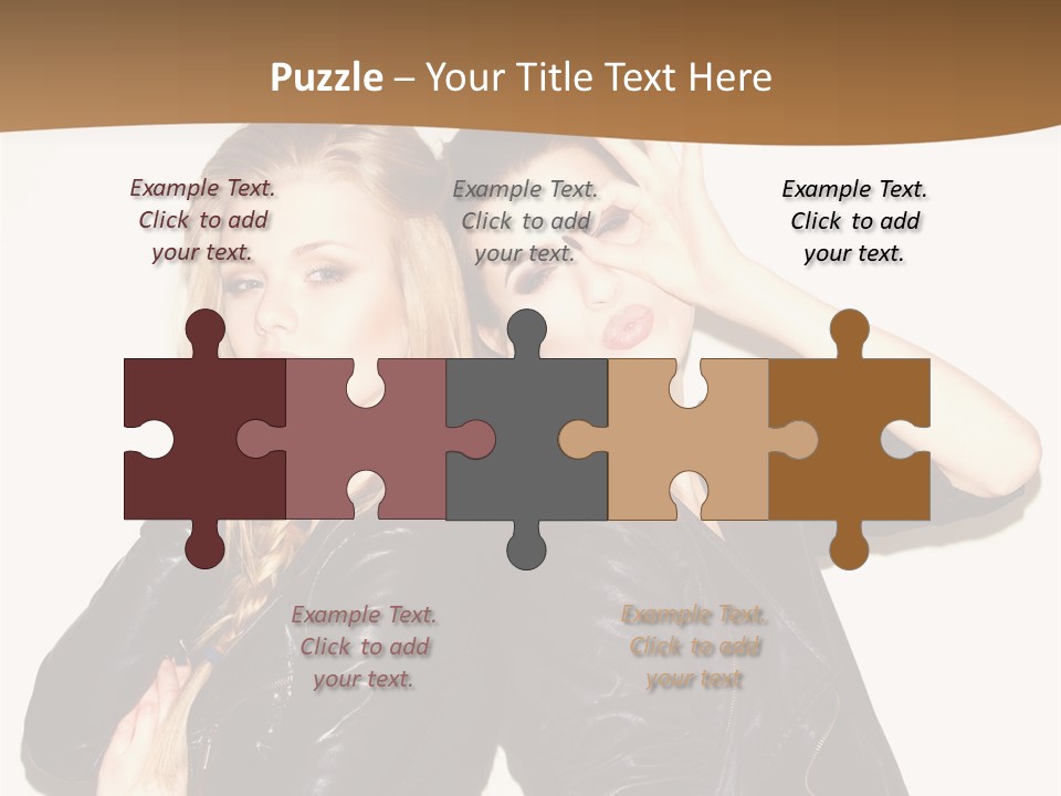 Two Beautiful Young Women Posing For A Picture PowerPoint Template