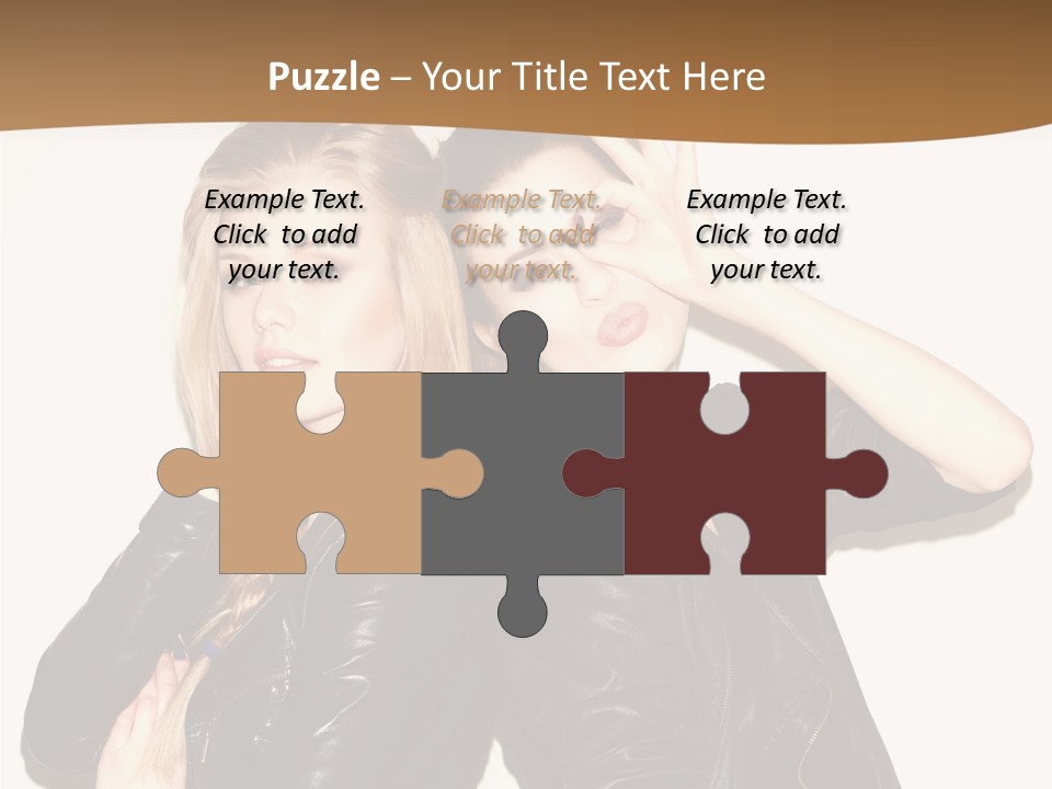 Two Beautiful Young Women Posing For A Picture PowerPoint Template