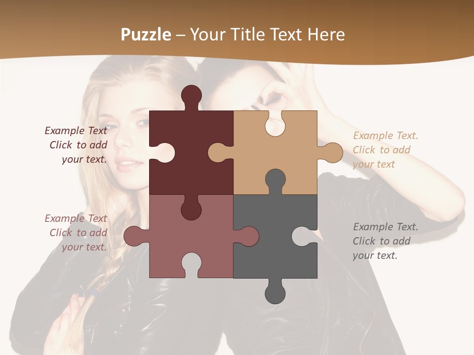 Two Beautiful Young Women Posing For A Picture PowerPoint Template