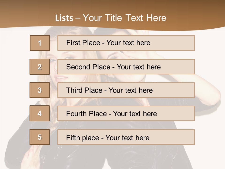 Two Beautiful Young Women Posing For A Picture PowerPoint Template