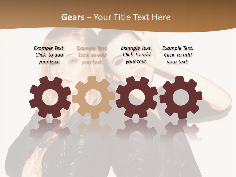 Two Beautiful Young Women Posing For A Picture PowerPoint Template