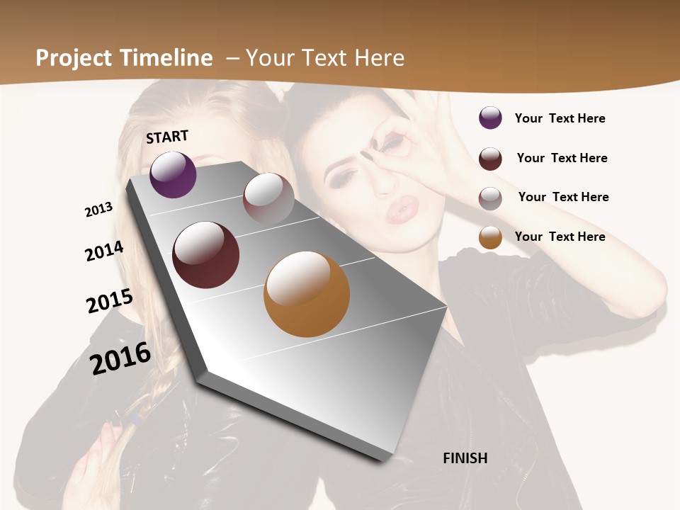 Two Beautiful Young Women Posing For A Picture PowerPoint Template