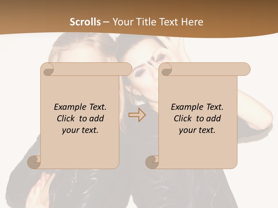 Two Beautiful Young Women Posing For A Picture PowerPoint Template