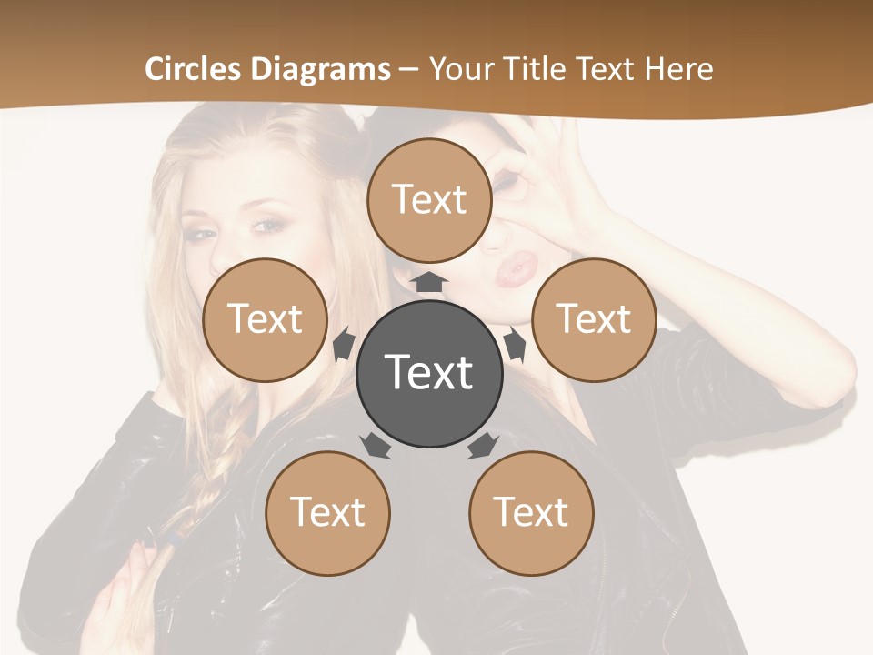 Two Beautiful Young Women Posing For A Picture PowerPoint Template