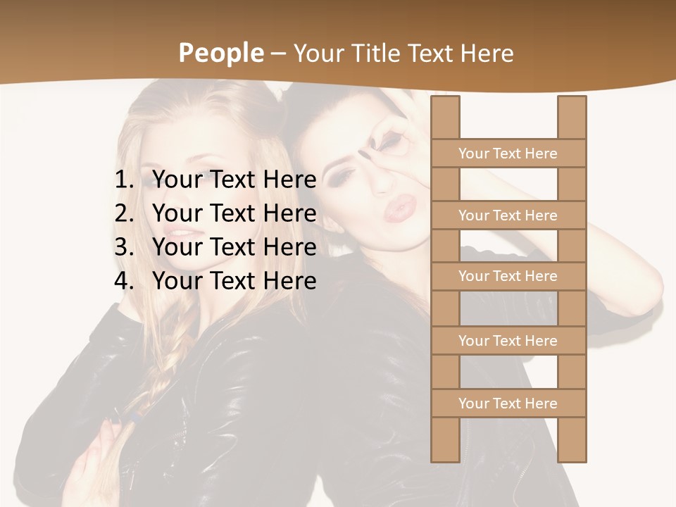 Two Beautiful Young Women Posing For A Picture PowerPoint Template