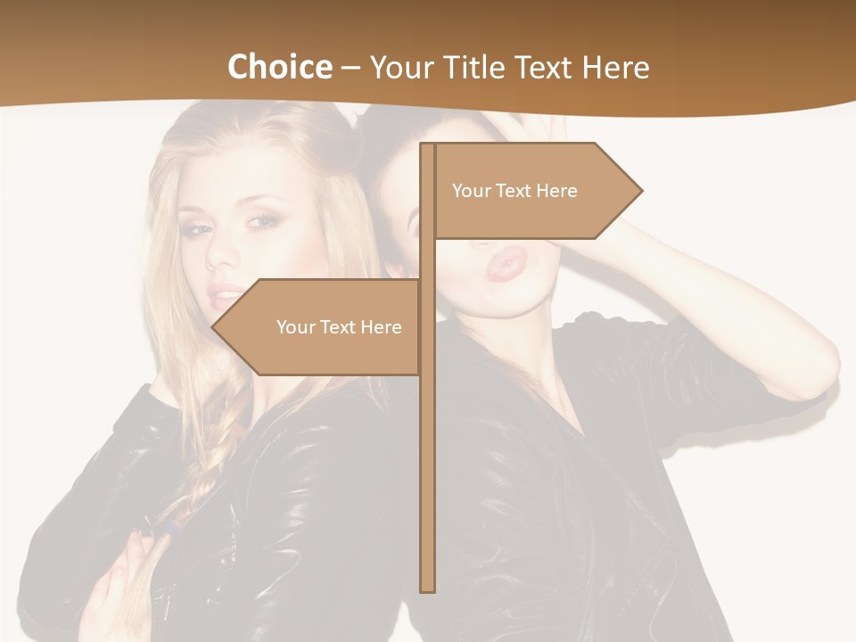Two Beautiful Young Women Posing For A Picture PowerPoint Template