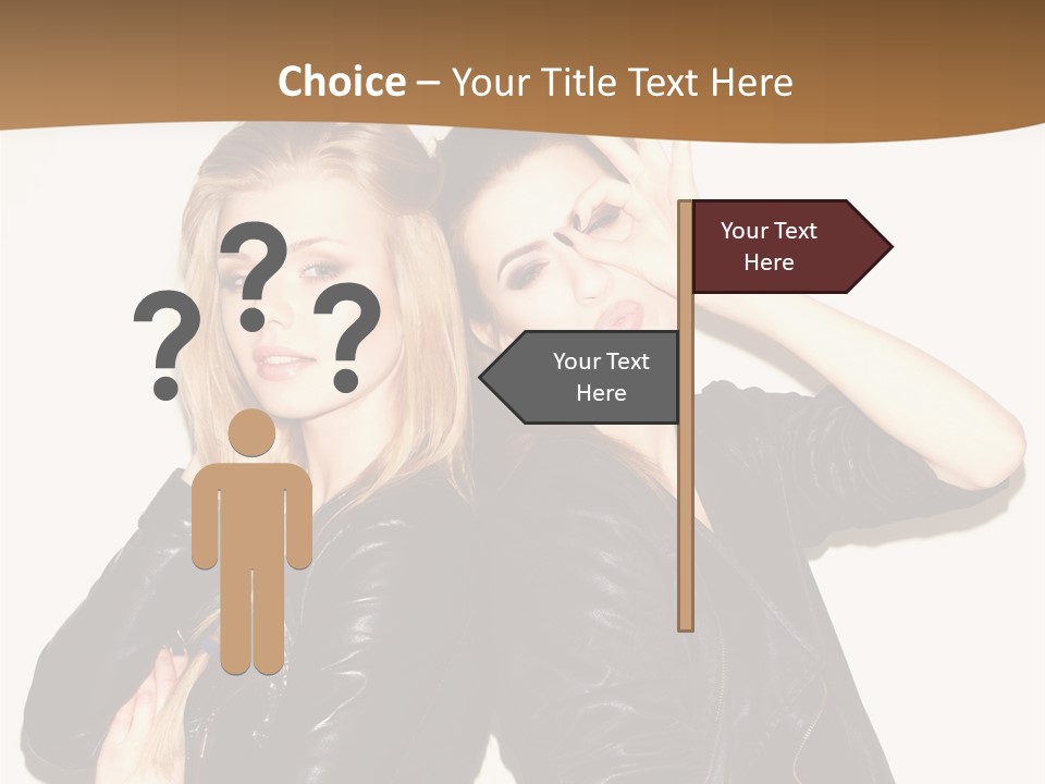 Two Beautiful Young Women Posing For A Picture PowerPoint Template