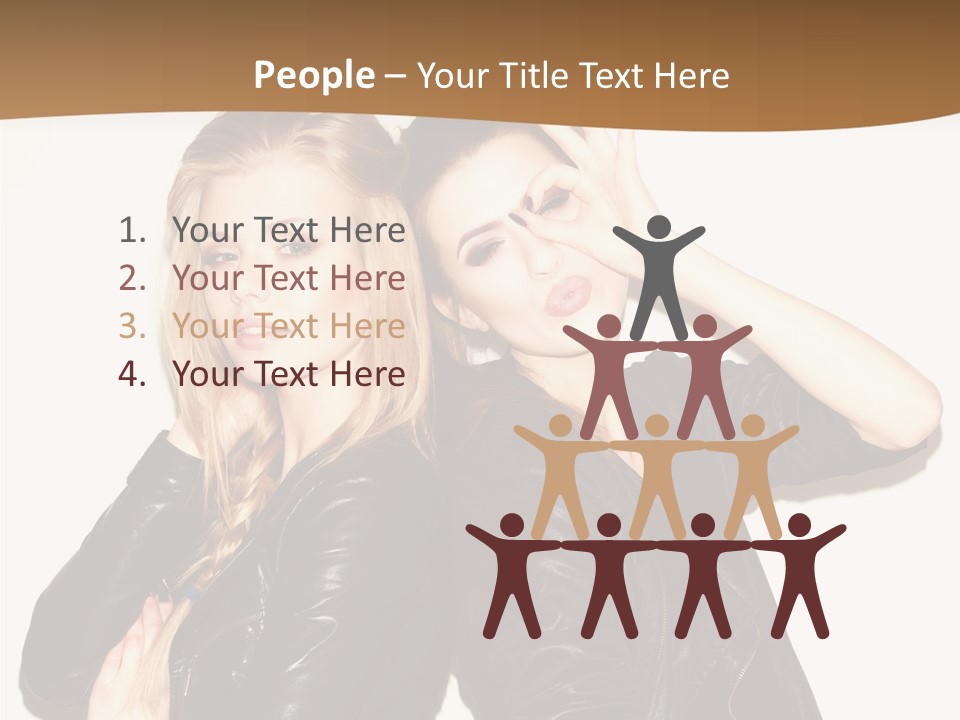 Two Beautiful Young Women Posing For A Picture PowerPoint Template