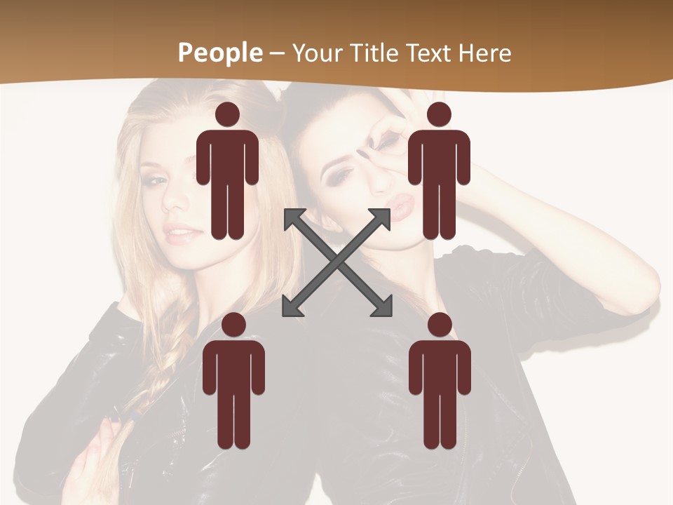Two Beautiful Young Women Posing For A Picture PowerPoint Template