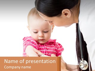 A Woman Holding A Baby With A Stethoscope PowerPoint Template