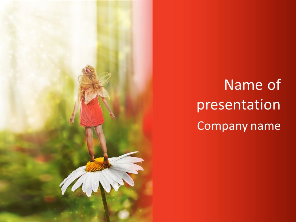 A Little Girl Standing On Top Of A Flower PowerPoint Template