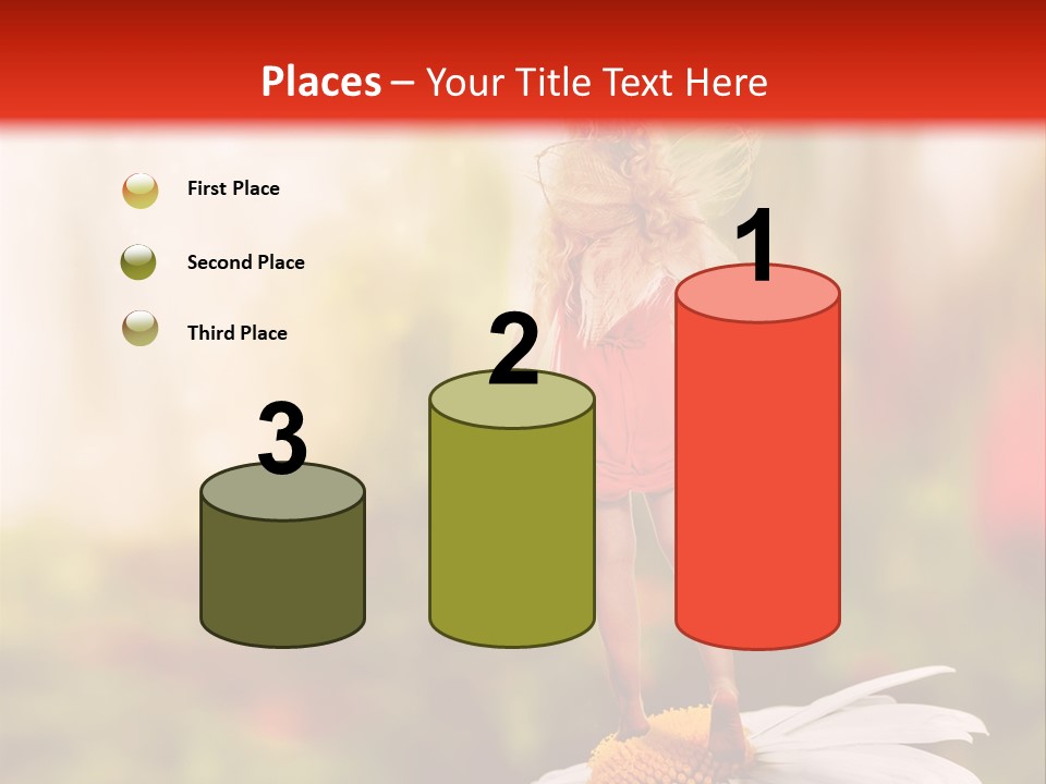 A Little Girl Standing On Top Of A Flower PowerPoint Template