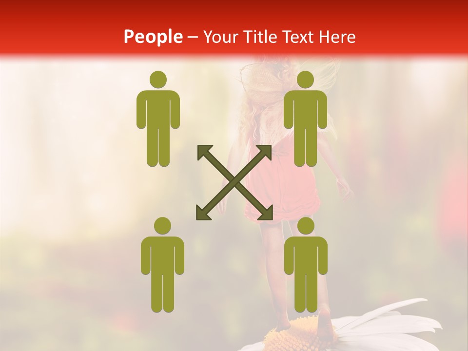 A Little Girl Standing On Top Of A Flower PowerPoint Template