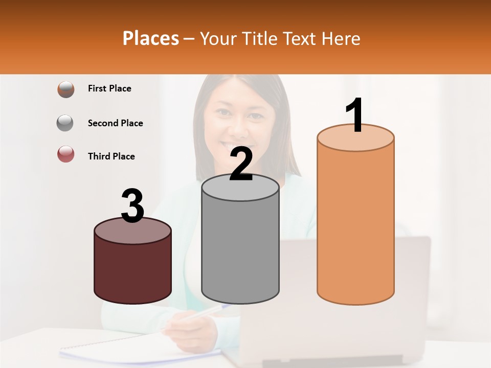 A Woman Sitting In Front Of A Laptop Computer PowerPoint Template