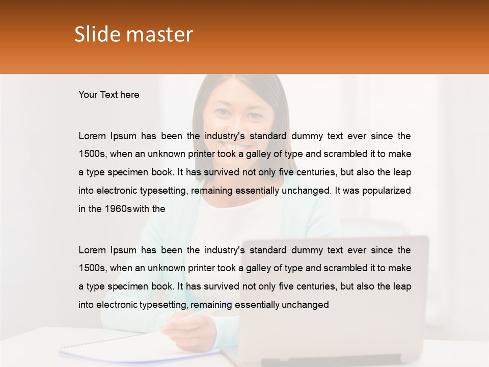 A Woman Sitting In Front Of A Laptop Computer PowerPoint Template