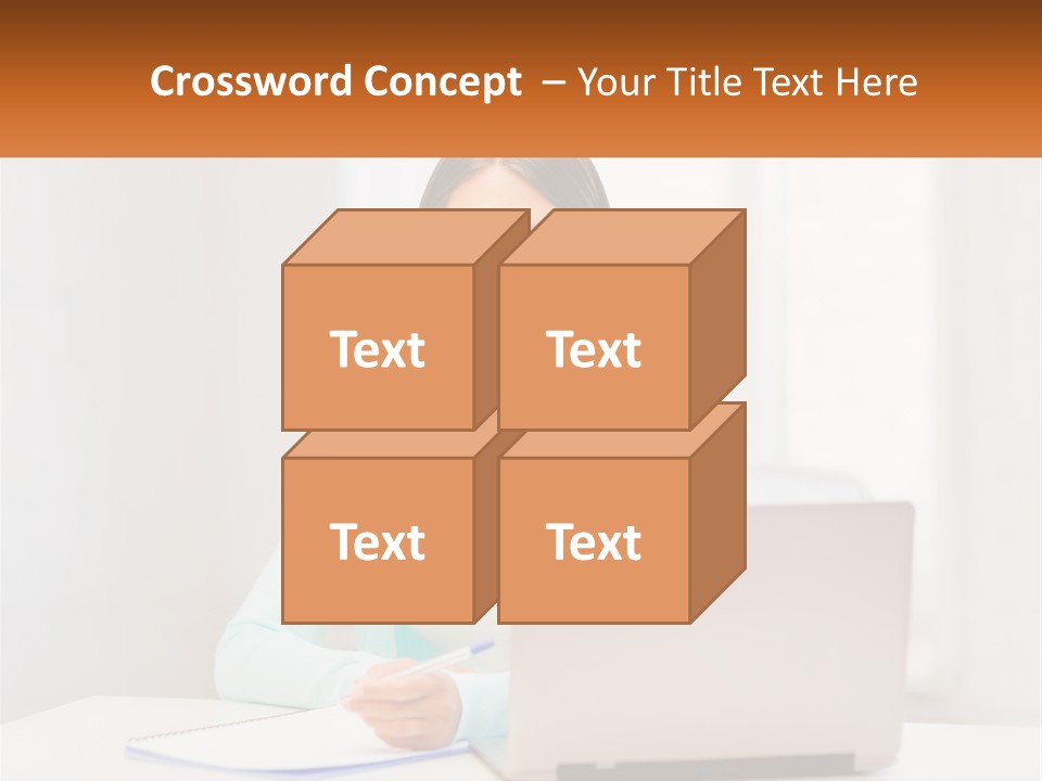 A Woman Sitting In Front Of A Laptop Computer PowerPoint Template