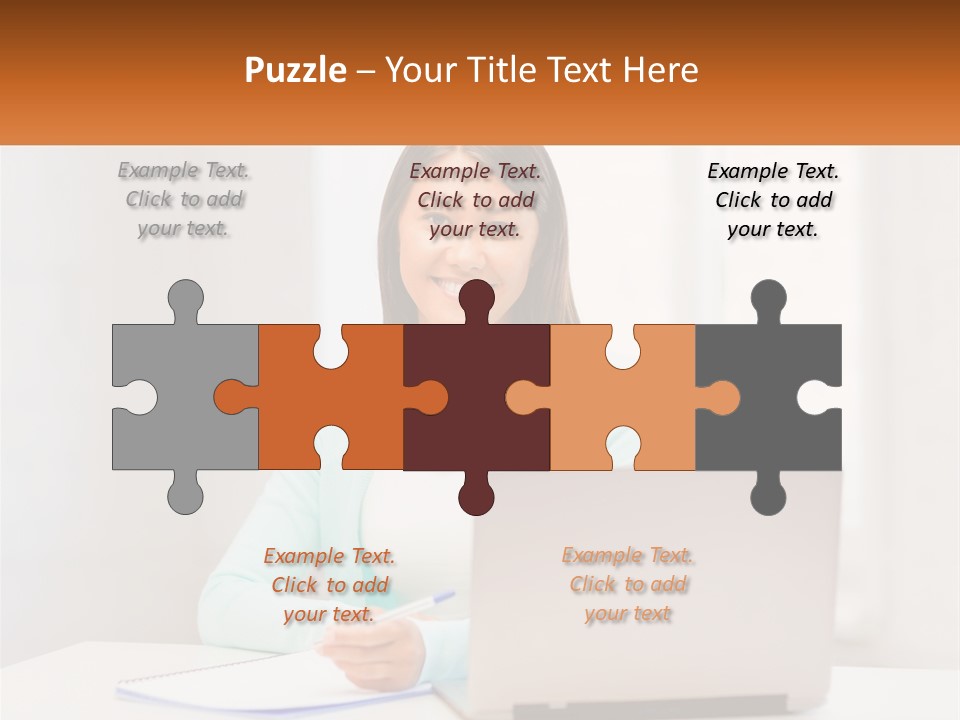 A Woman Sitting In Front Of A Laptop Computer PowerPoint Template