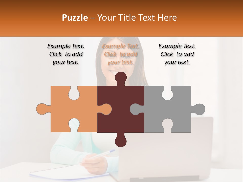 A Woman Sitting In Front Of A Laptop Computer PowerPoint Template