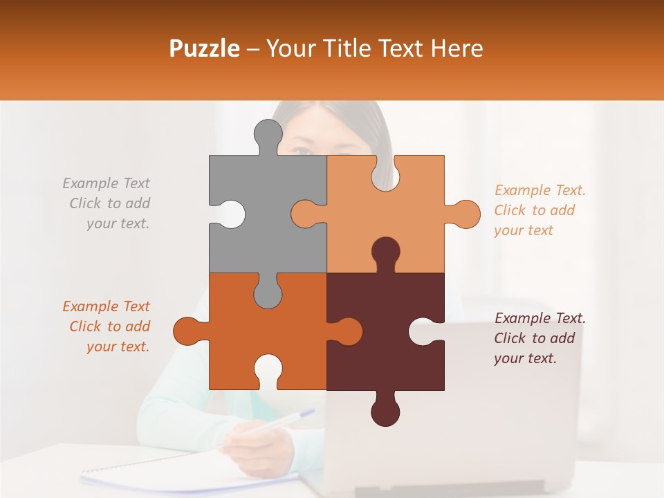 A Woman Sitting In Front Of A Laptop Computer PowerPoint Template