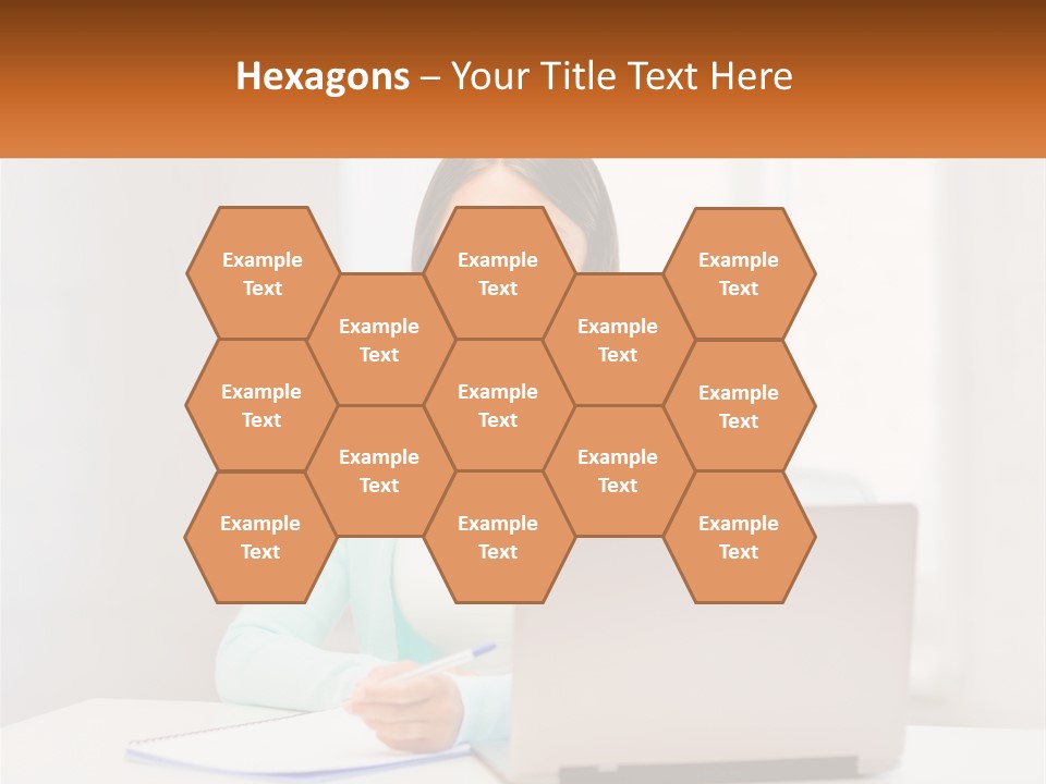 A Woman Sitting In Front Of A Laptop Computer PowerPoint Template