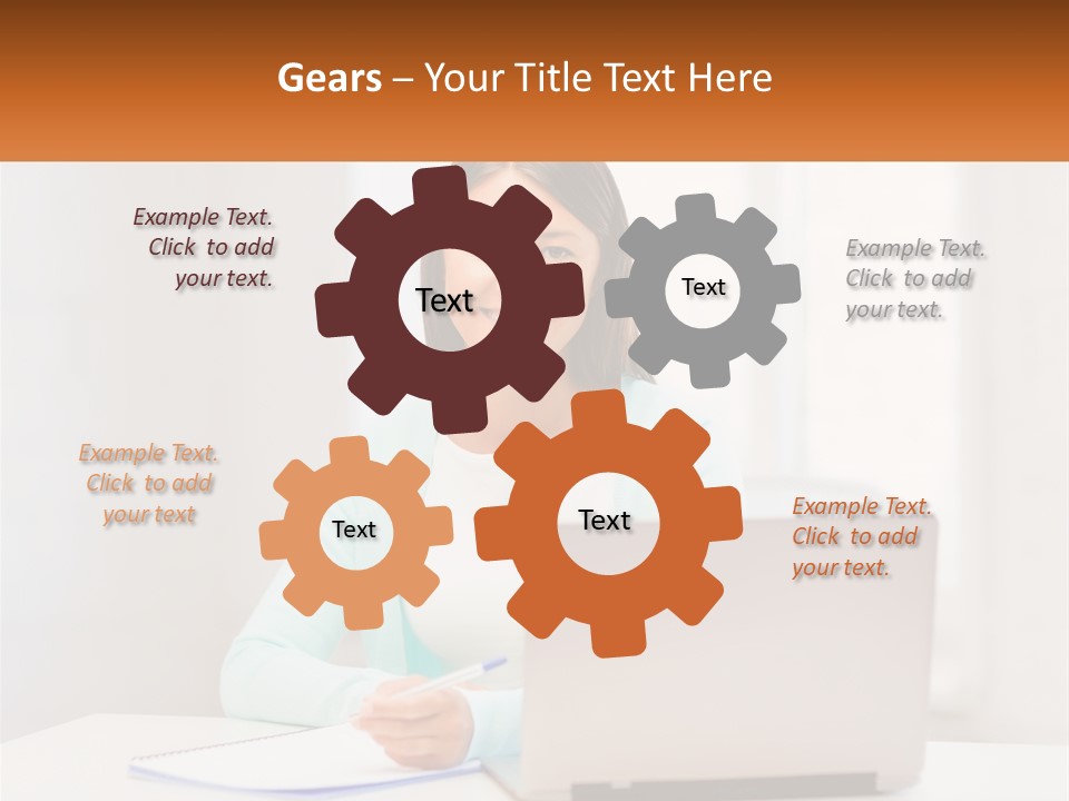 A Woman Sitting In Front Of A Laptop Computer PowerPoint Template