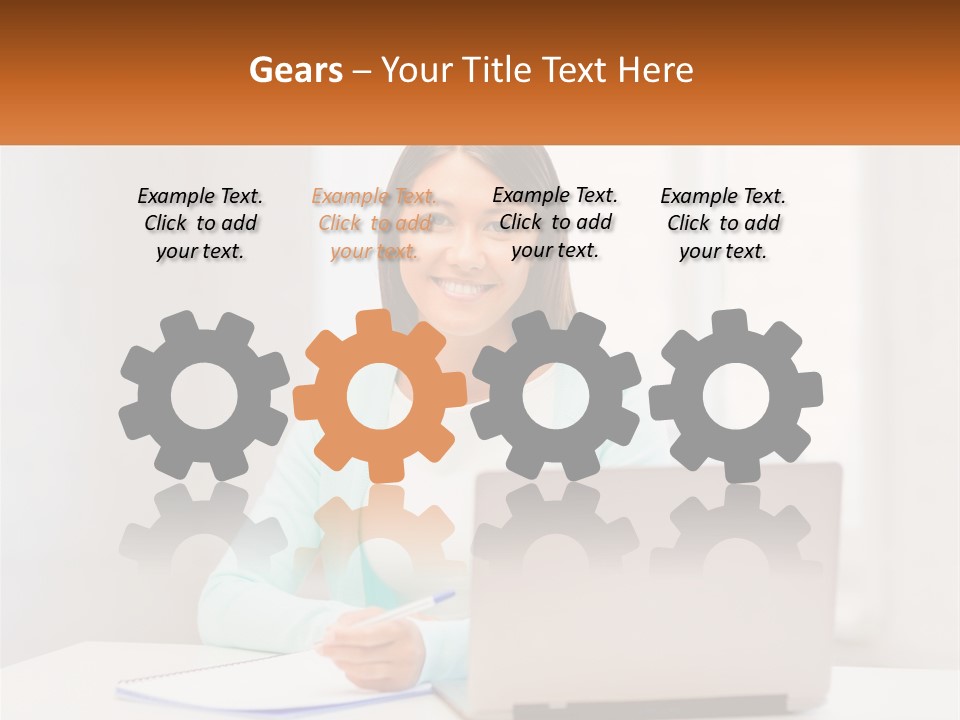 A Woman Sitting In Front Of A Laptop Computer PowerPoint Template