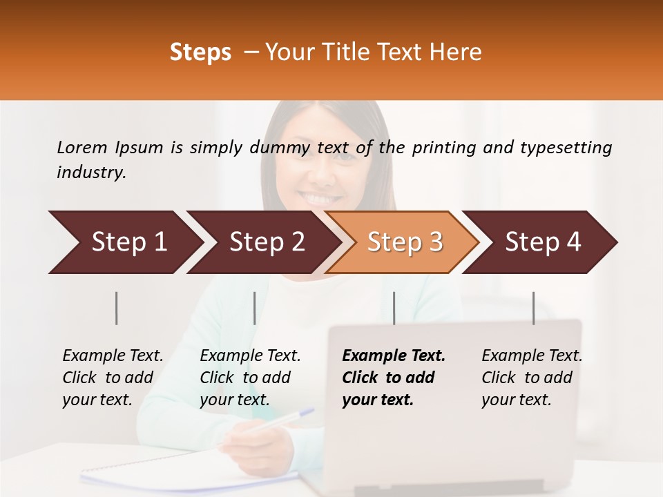 A Woman Sitting In Front Of A Laptop Computer PowerPoint Template