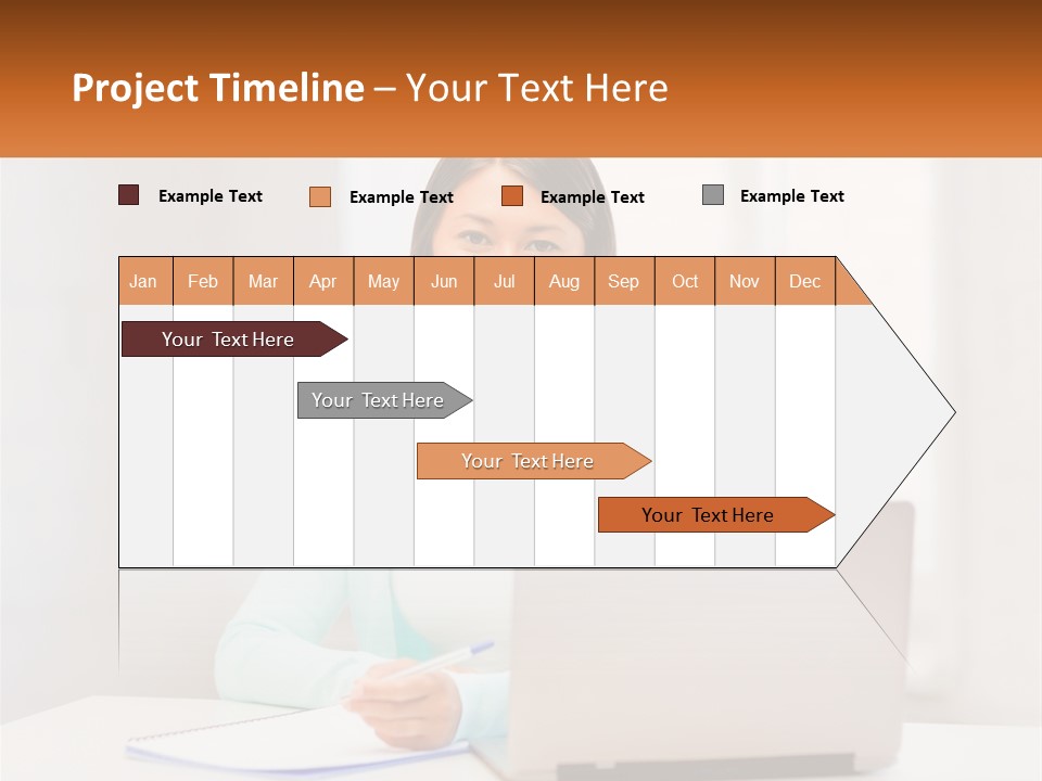A Woman Sitting In Front Of A Laptop Computer PowerPoint Template
