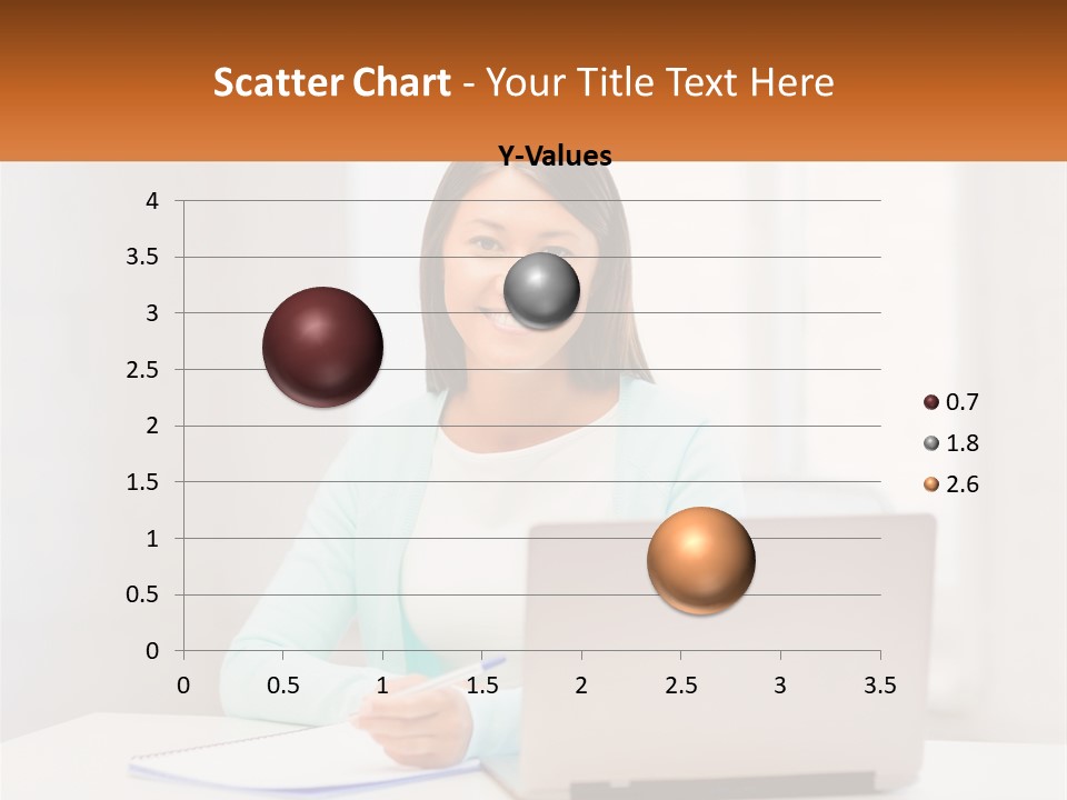 A Woman Sitting In Front Of A Laptop Computer PowerPoint Template