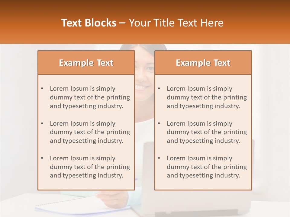 A Woman Sitting In Front Of A Laptop Computer PowerPoint Template
