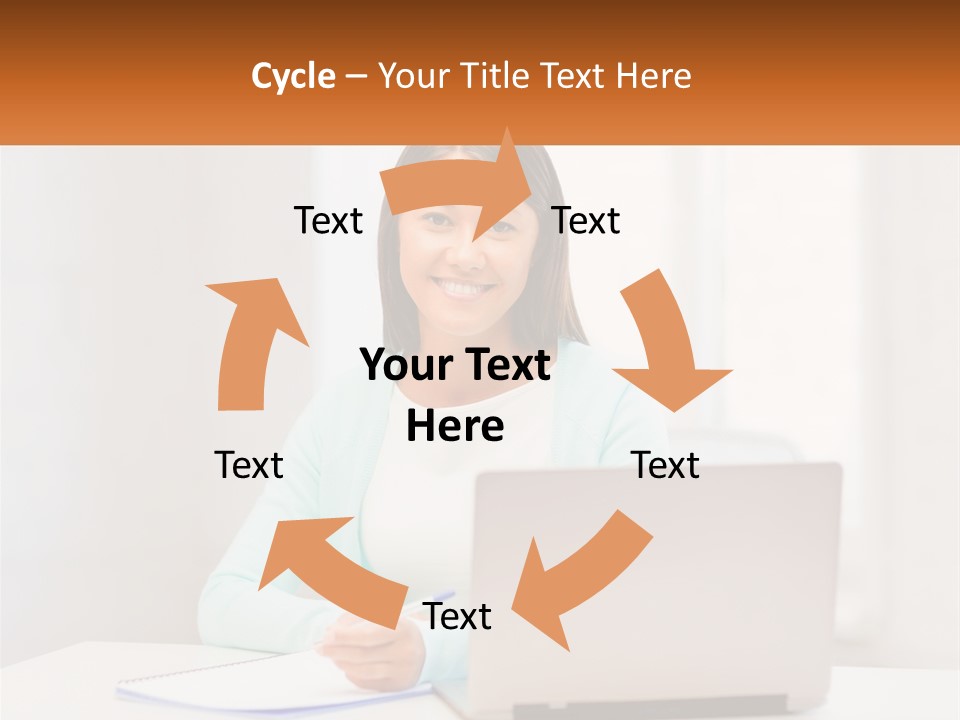 A Woman Sitting In Front Of A Laptop Computer PowerPoint Template