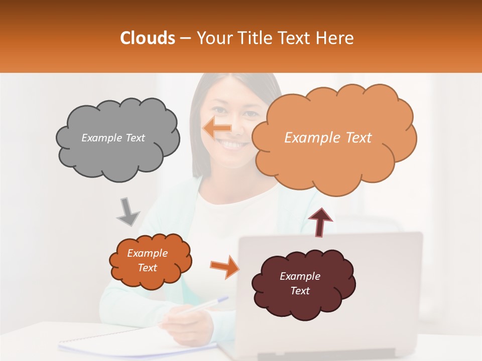 A Woman Sitting In Front Of A Laptop Computer PowerPoint Template