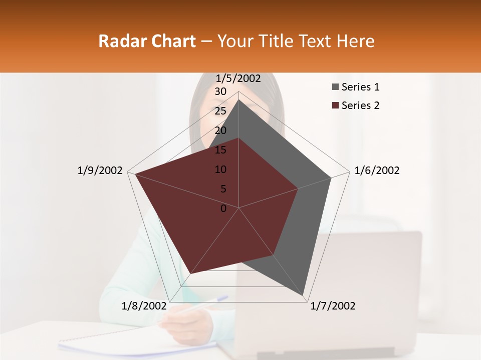 A Woman Sitting In Front Of A Laptop Computer PowerPoint Template