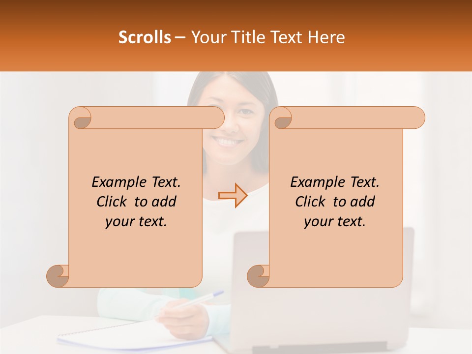 A Woman Sitting In Front Of A Laptop Computer PowerPoint Template