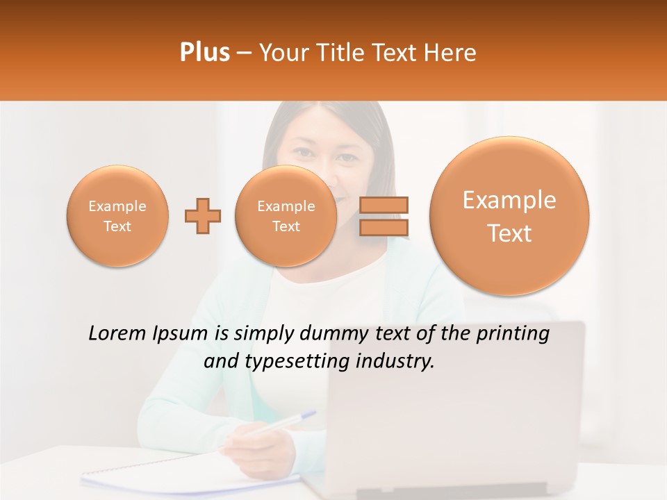 A Woman Sitting In Front Of A Laptop Computer PowerPoint Template